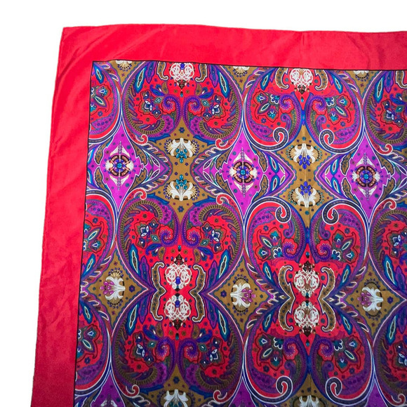 Christian Dior Vintage Paisley Pattern Scarf Multicolor Luxury 100% Silk - Picture 10 of 16